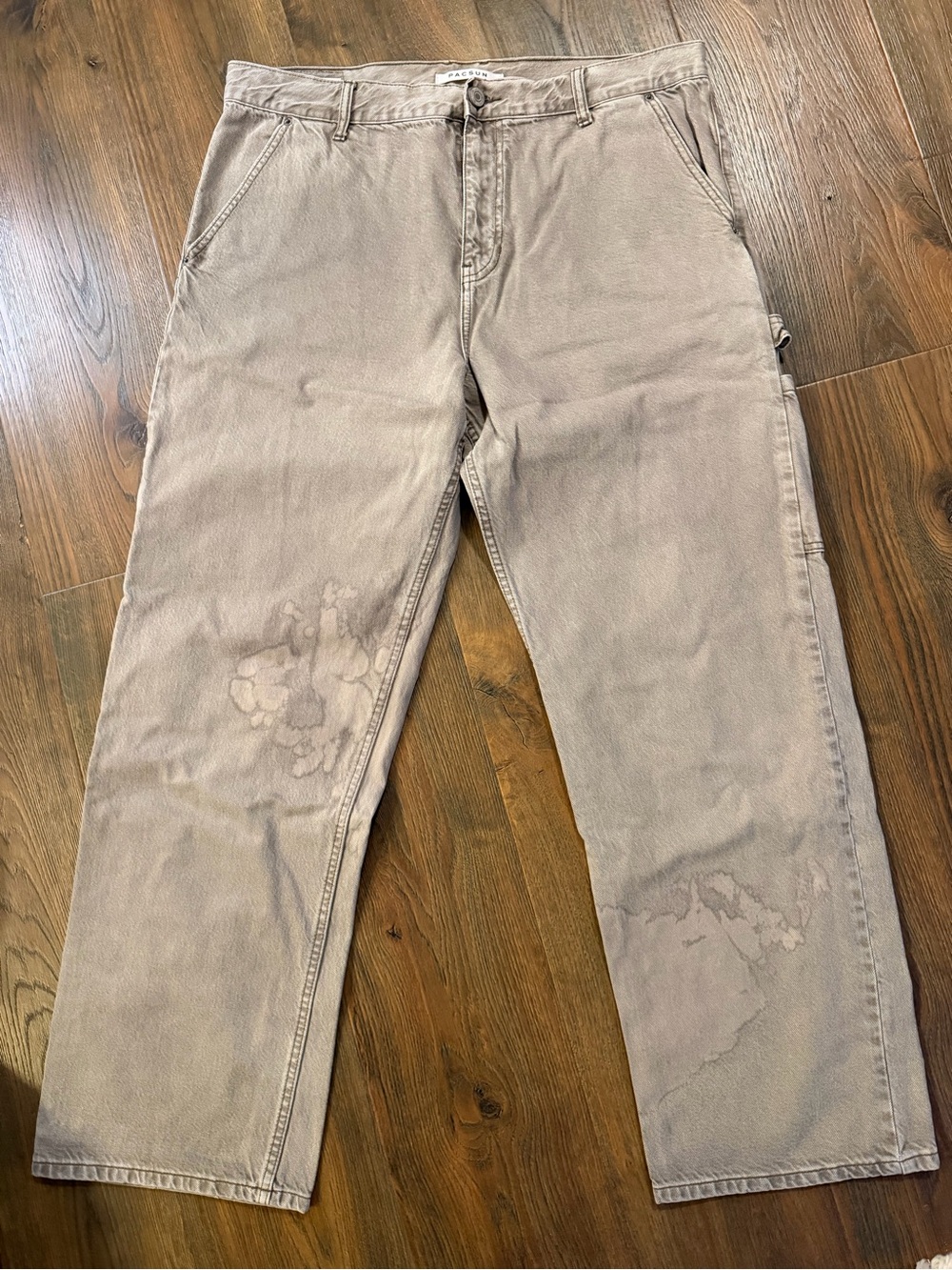PacSun Men's Beige/Taupe Baggy Distressed Carpenter Pants